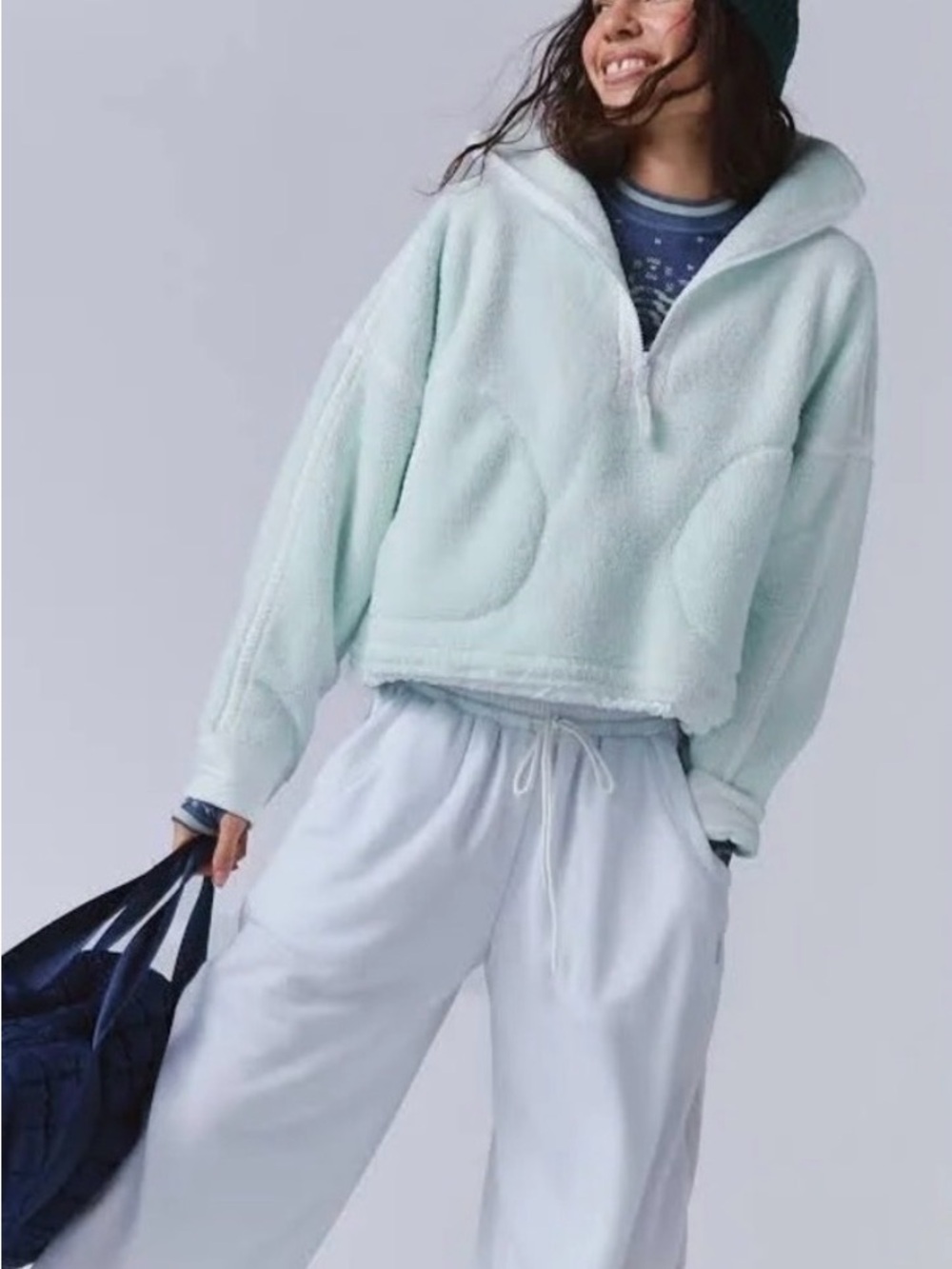 Free People Mountain High Half-Zip Fleece. NWT. Hint of mist - Picture 3 of 4